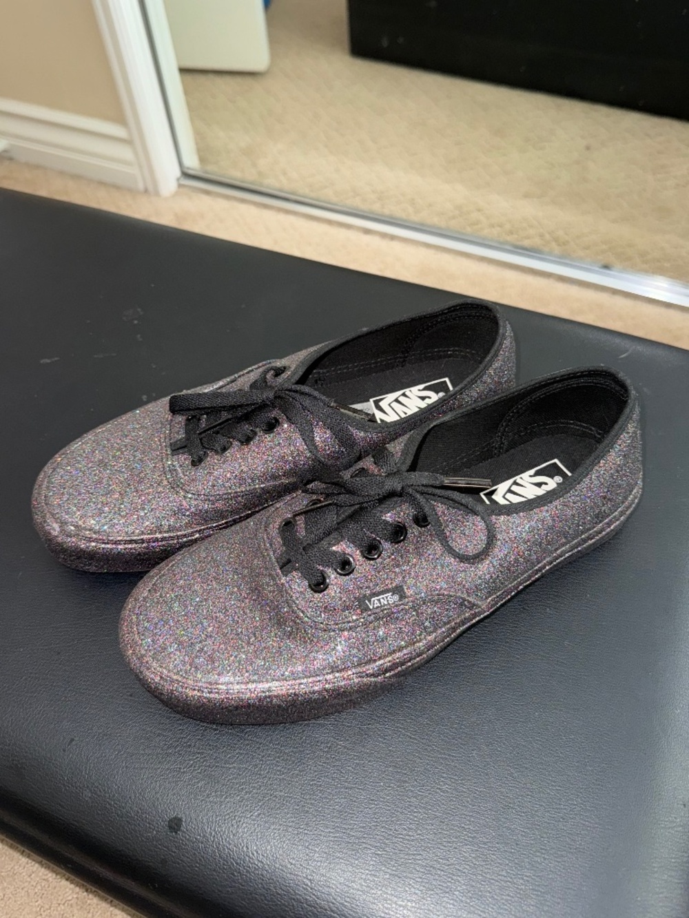Black Sparkle Vans Size 7/8.5